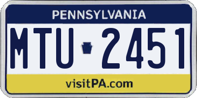 PA license plate MTU2451