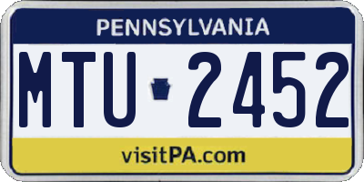PA license plate MTU2452