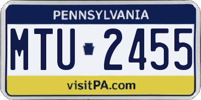PA license plate MTU2455