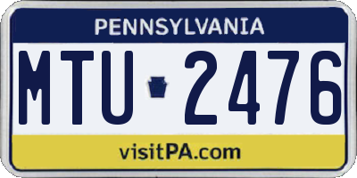 PA license plate MTU2476