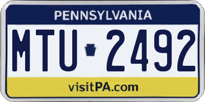 PA license plate MTU2492