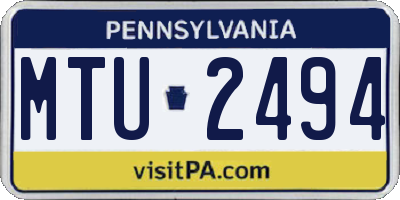 PA license plate MTU2494
