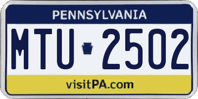 PA license plate MTU2502