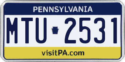 PA license plate MTU2531