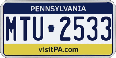 PA license plate MTU2533