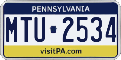 PA license plate MTU2534