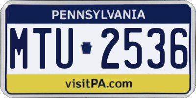 PA license plate MTU2536