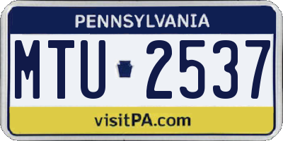 PA license plate MTU2537