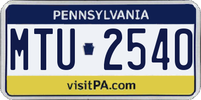 PA license plate MTU2540