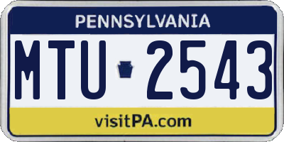 PA license plate MTU2543