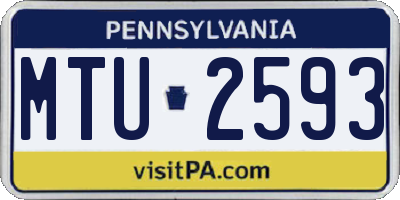 PA license plate MTU2593