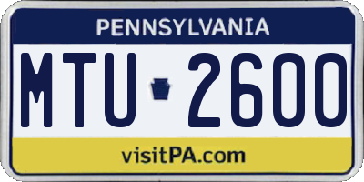 PA license plate MTU2600