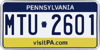 PA license plate MTU2601