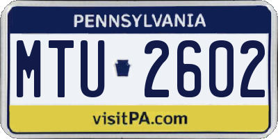 PA license plate MTU2602