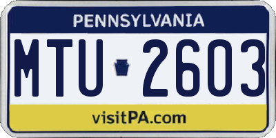 PA license plate MTU2603