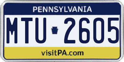 PA license plate MTU2605