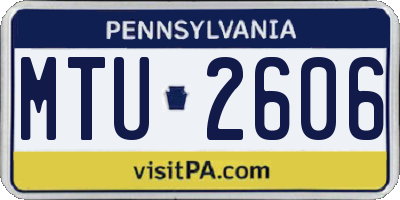 PA license plate MTU2606
