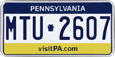 PA license plate MTU2607
