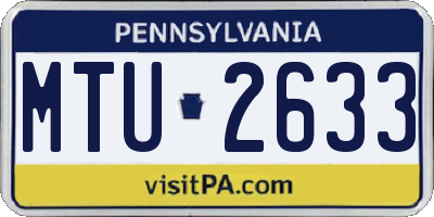 PA license plate MTU2633