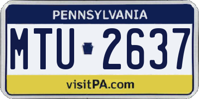 PA license plate MTU2637