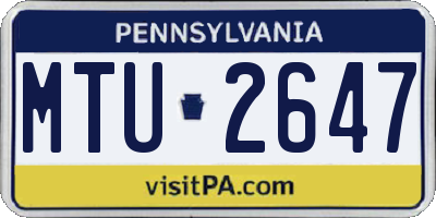 PA license plate MTU2647