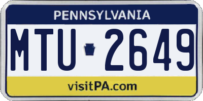 PA license plate MTU2649