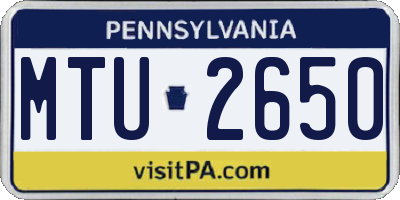 PA license plate MTU2650