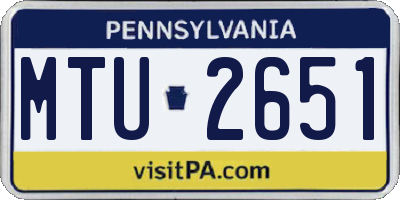 PA license plate MTU2651