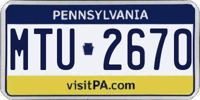 PA license plate MTU2670