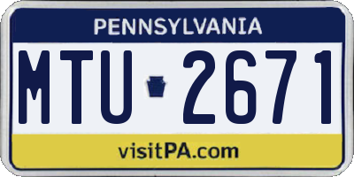PA license plate MTU2671