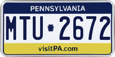 PA license plate MTU2672