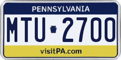 PA license plate MTU2700