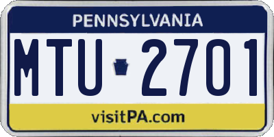 PA license plate MTU2701