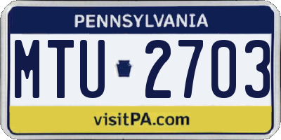 PA license plate MTU2703