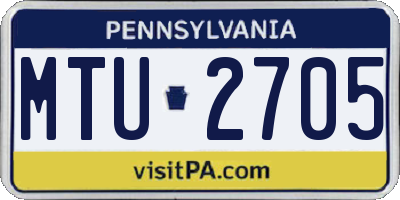 PA license plate MTU2705