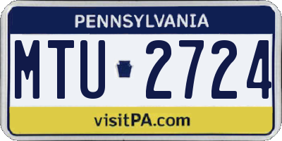 PA license plate MTU2724