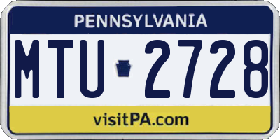 PA license plate MTU2728