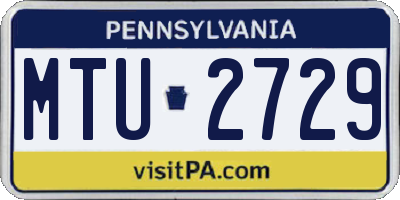 PA license plate MTU2729