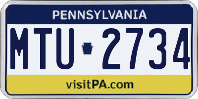 PA license plate MTU2734