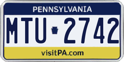 PA license plate MTU2742