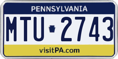 PA license plate MTU2743