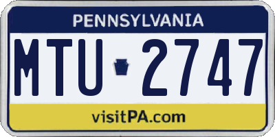PA license plate MTU2747
