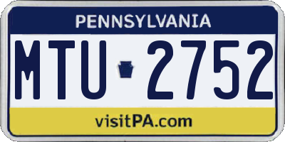 PA license plate MTU2752