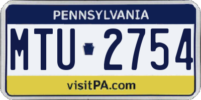 PA license plate MTU2754
