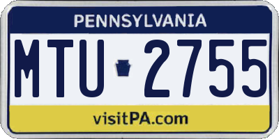 PA license plate MTU2755