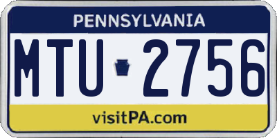 PA license plate MTU2756