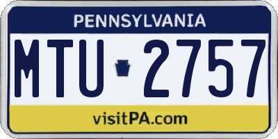 PA license plate MTU2757