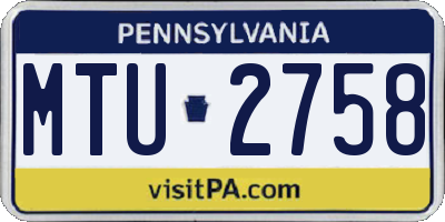 PA license plate MTU2758