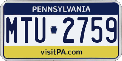 PA license plate MTU2759