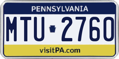 PA license plate MTU2760